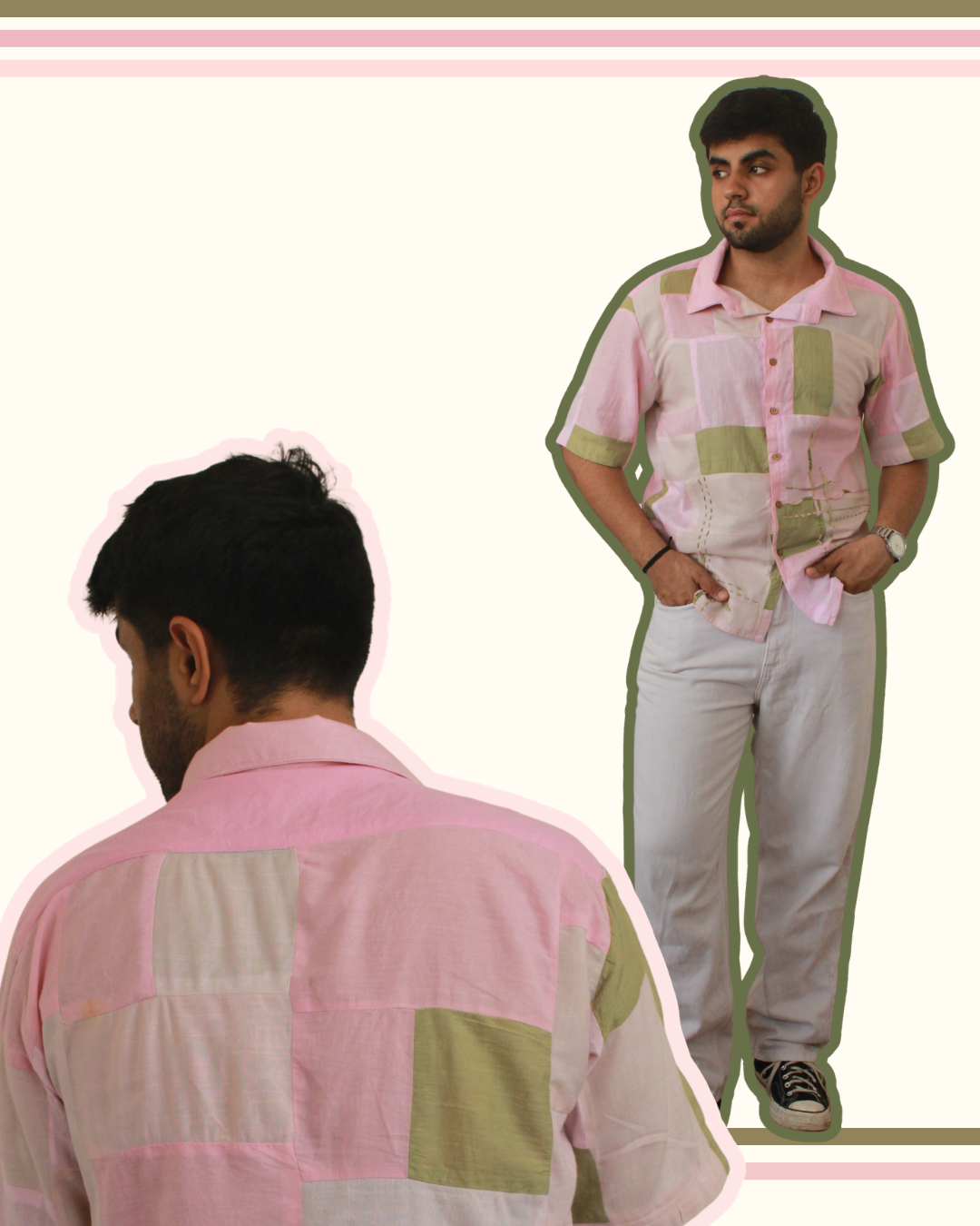 The Gulabi Grid Patched Shirt