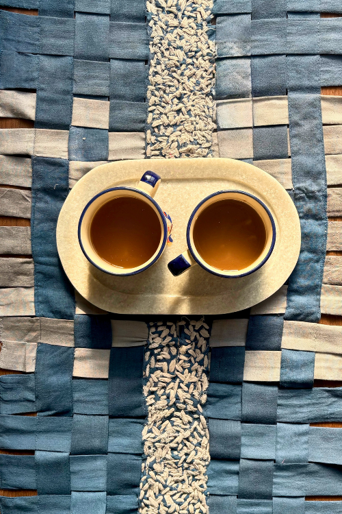 Ikkat table runner in Blue