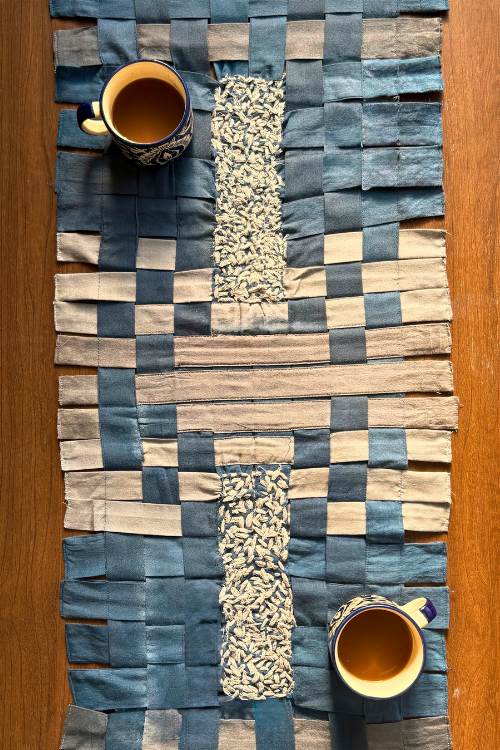Ikkat table runner in Blue