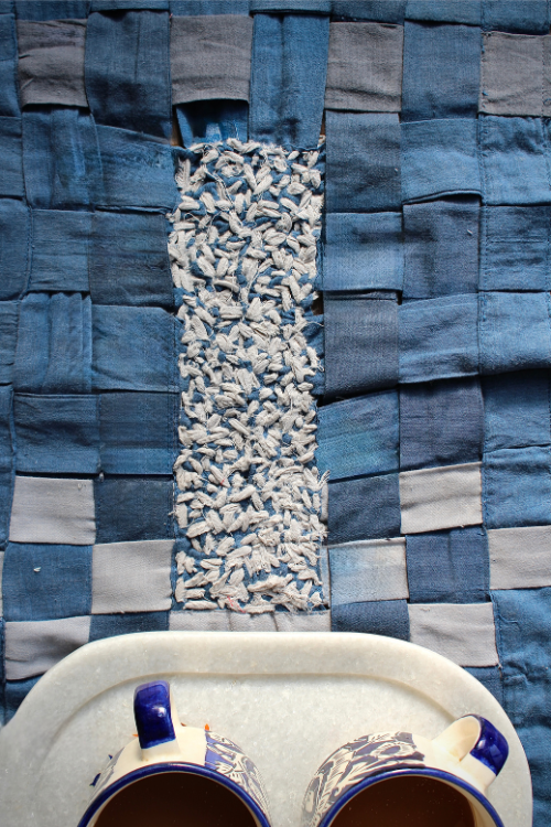 Ikkat table runner in Blue