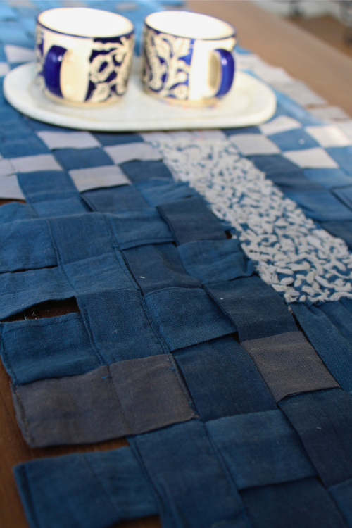 Ikkat table runner in Blue