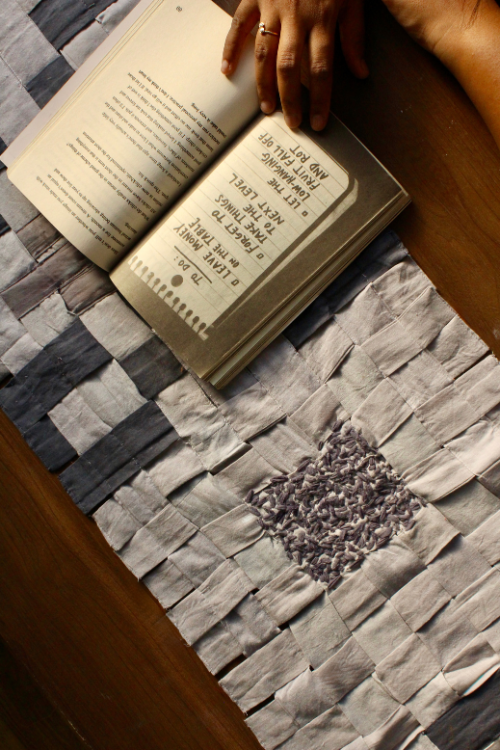 Ikkat table runner in Grey