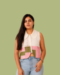 The Gulabi Grid Patchwork Vest