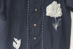 Blue white flower applique