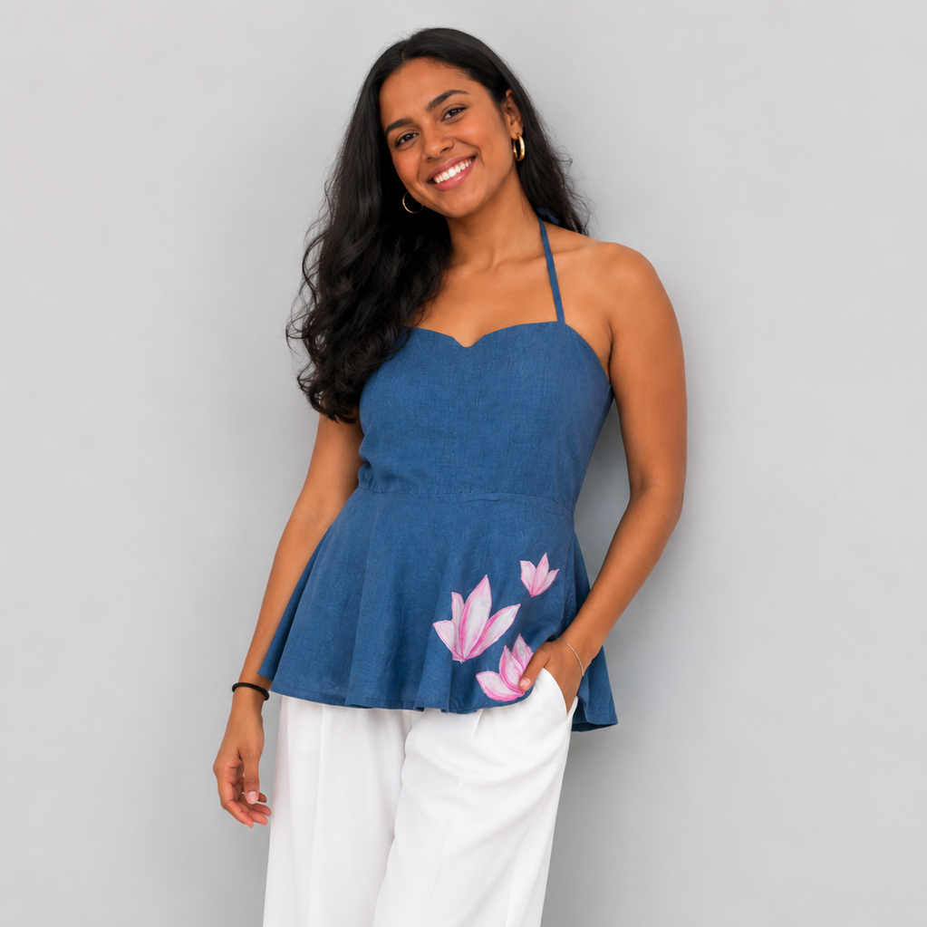 Starry Night Halter Neck Top, Backless Top for Women