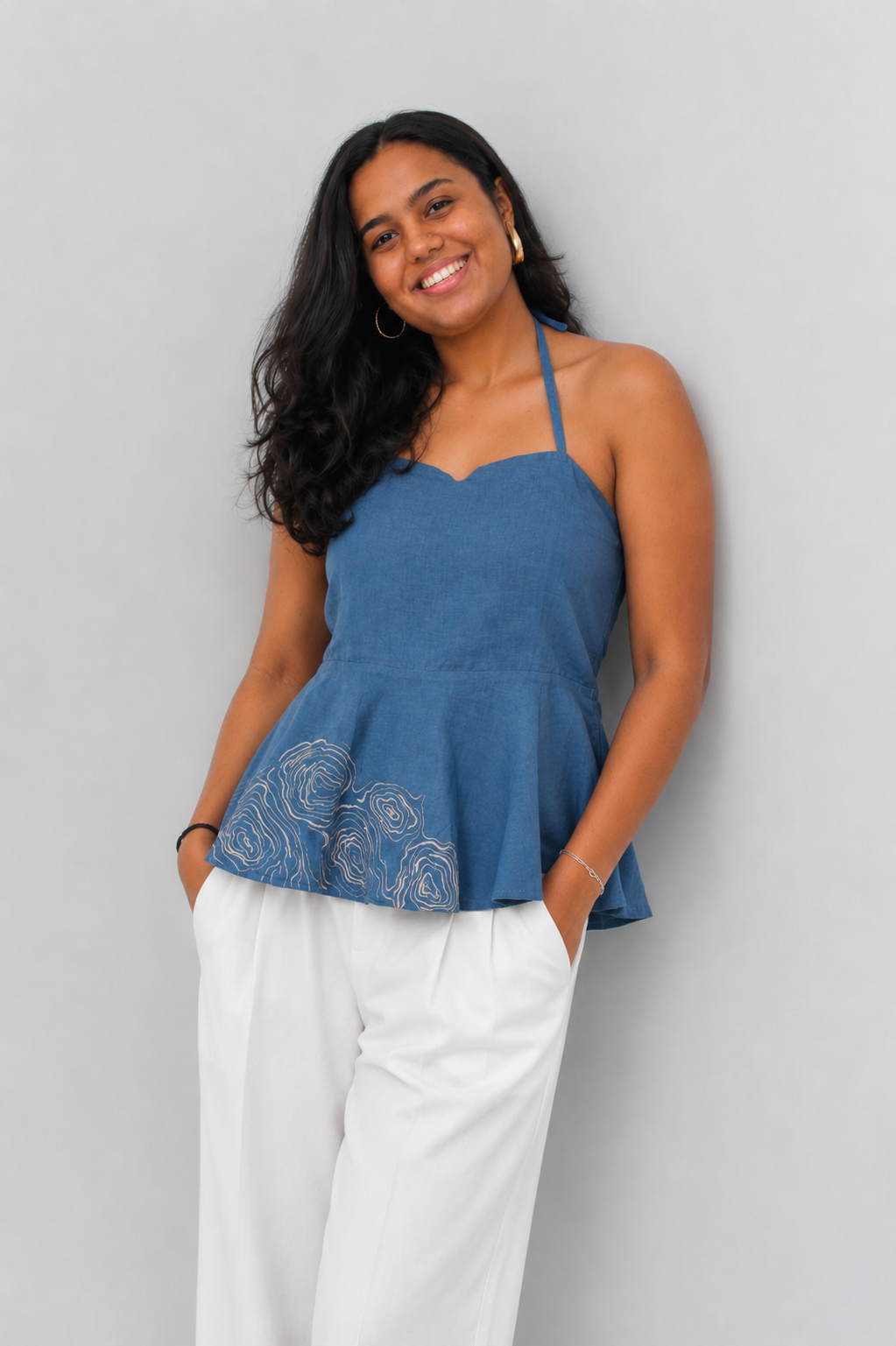 Starry Night Halter Neck Top, Backless Top for Women