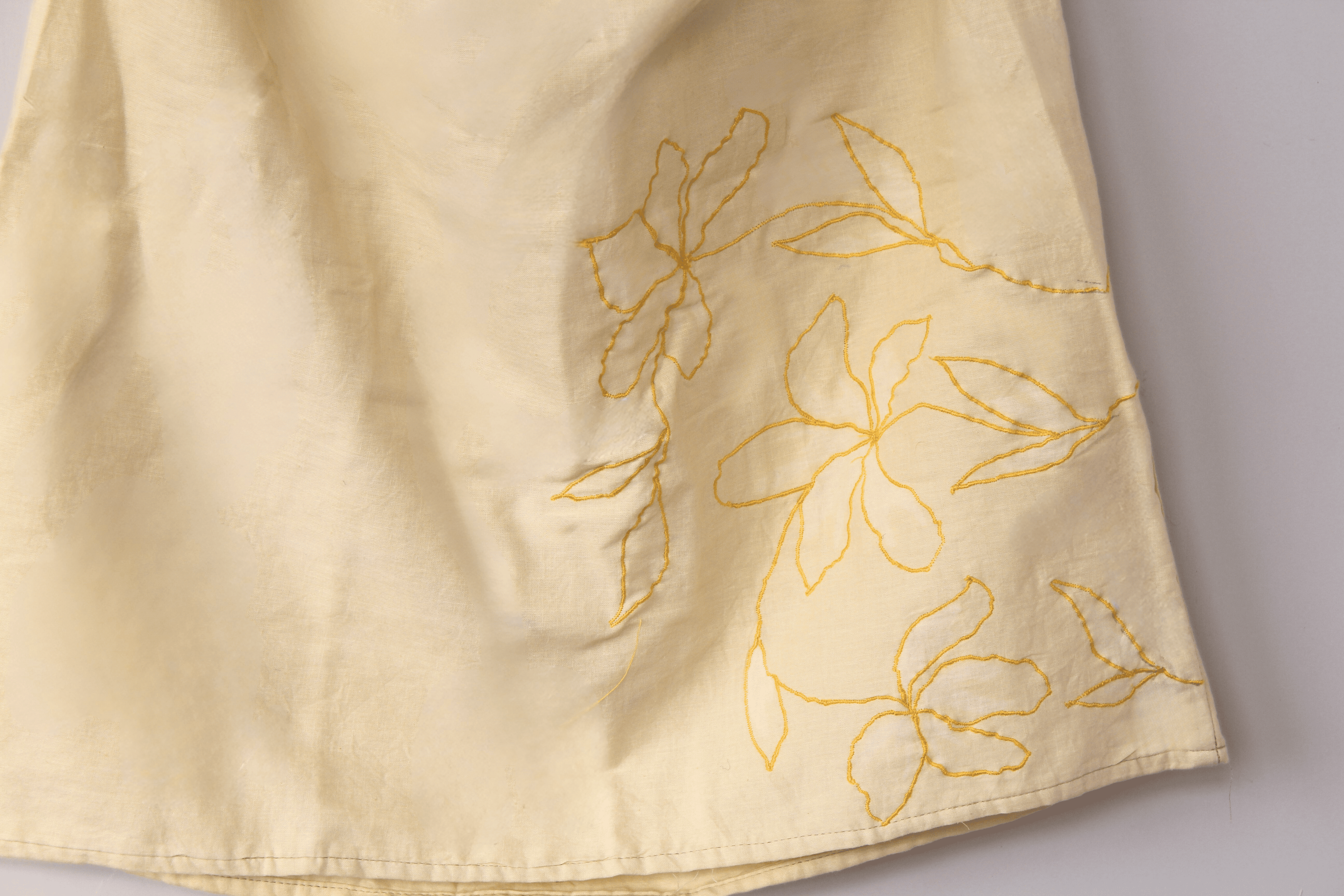 Lime Yellow top for women with yellow floral embroidery