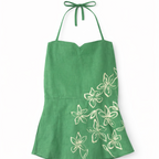 Green Halter top with floral details