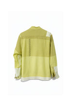 Shades of Green patched shirt with hand painted details