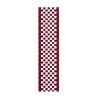Checkered table runner in red with a table set up 