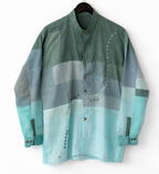 Green and blue patterned unisex pure cotton shirt 