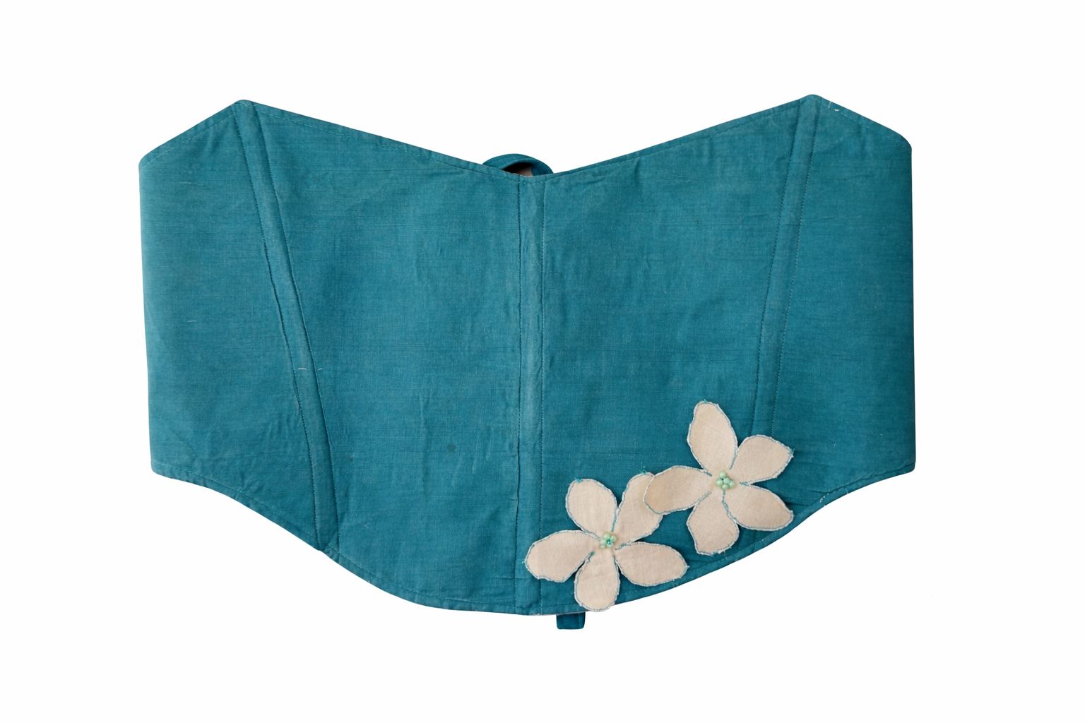 Mint coloured strapless corset with floral detail, summer corset top suitable for parties and evening wear.