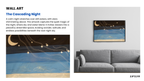 Textile Wall art description with a depiction of a night sky scene