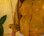 Relaxed fit mustard unisex shirt with floral details