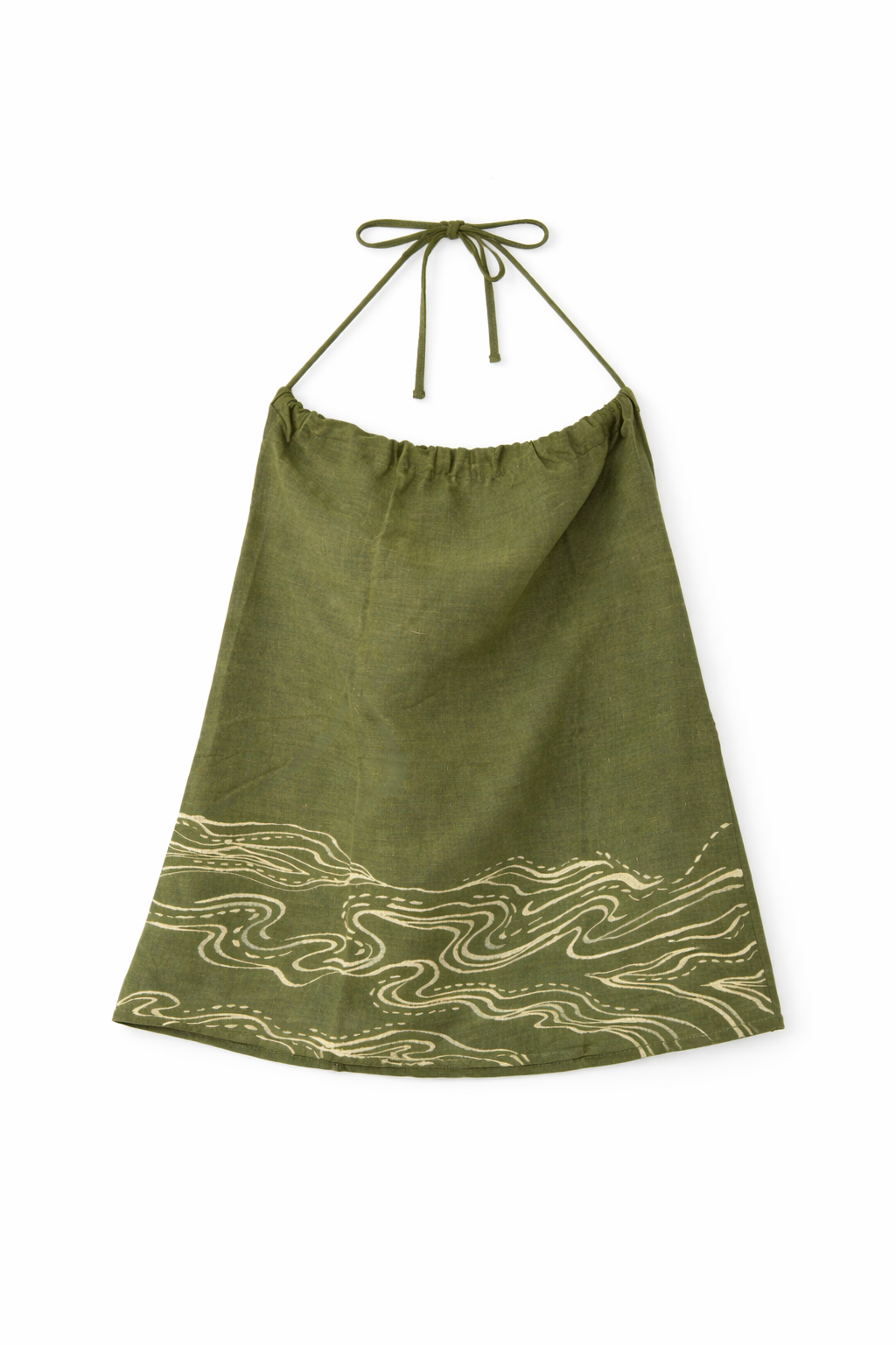 Green halter top with wave pattern on a white background