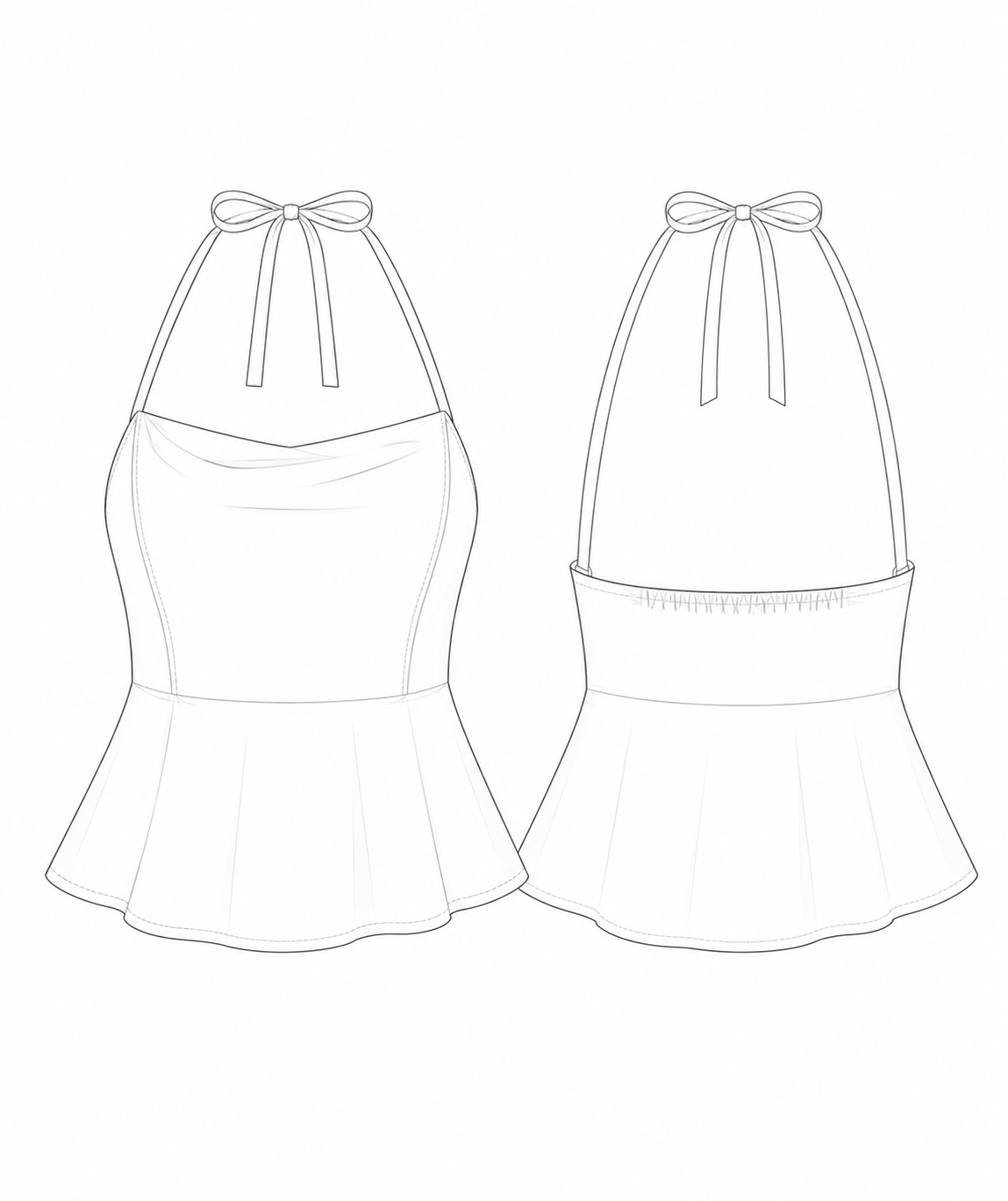 Illustration showing the pattern of halter neck top