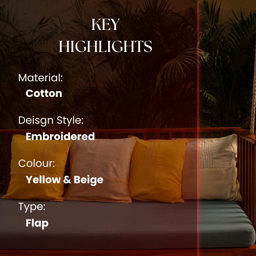 Aakar Handmade Geometric Patchwork Pillow Covers for Living Room Decor with Geometric Design