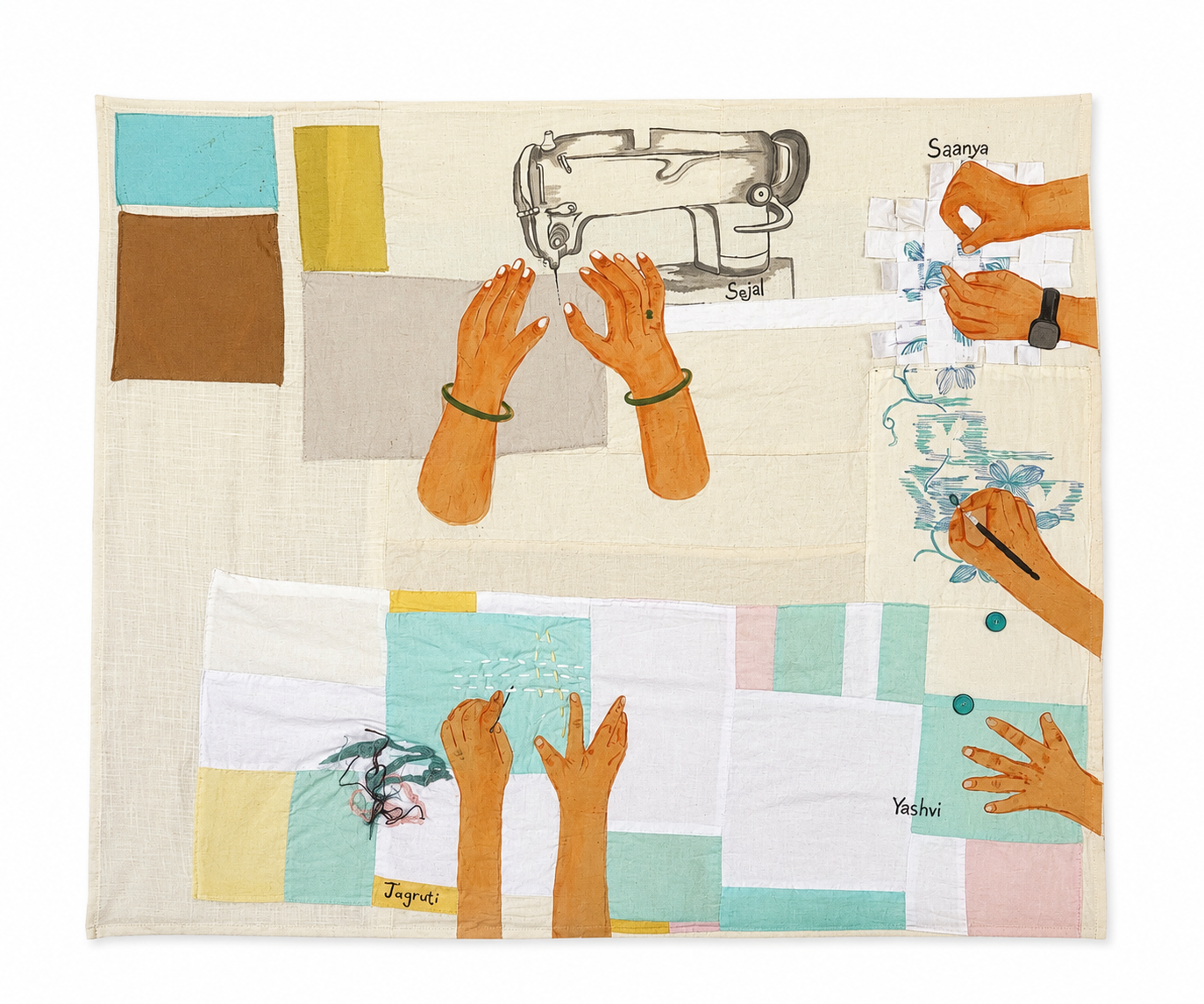 Upcycling process shown with hand painted details of Crafted by JOD