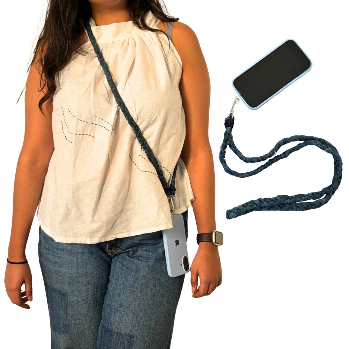 Denim Handmade Crossbody Phone Sling/Lanyard
