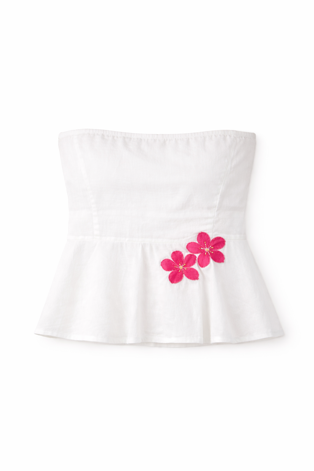 Summer floral tube top for women with handcrafted flower accents, breathable strapless top perfect for warm weather outfits.